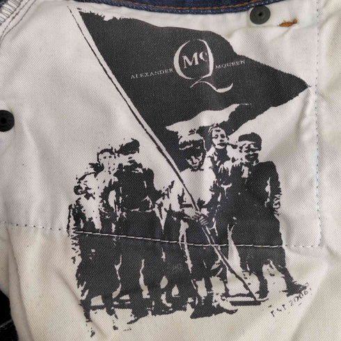 マックキューバイ アレキサンダーマックイーン McQ Alexander McQueen バック刺繍 ブーツカット デニム メンズ  32
